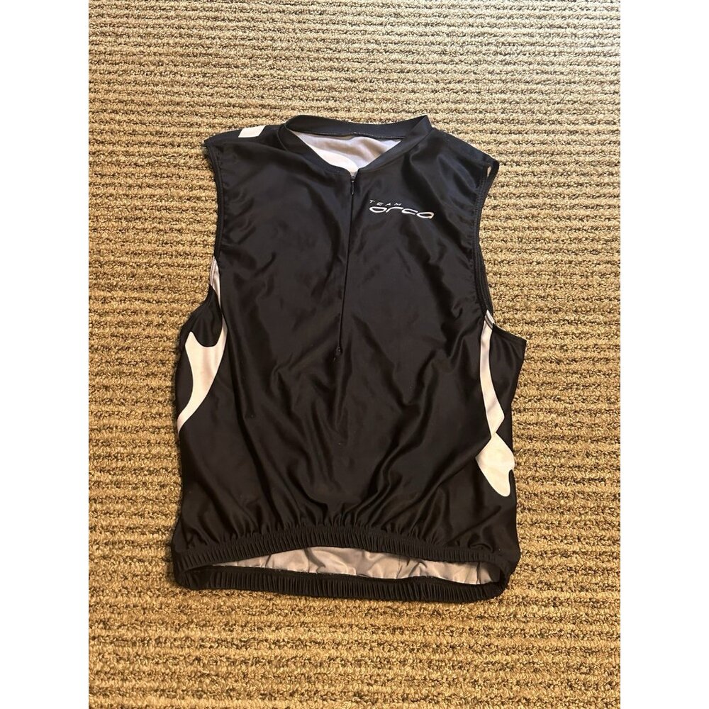 Orca Cycling Biker Shirt Mens Small Black 1/4 Zip Biking Bicycle Triathlon Tank